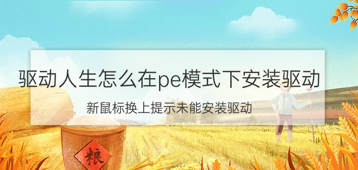 驱动人生怎么在pe模式下安装驱动 新鼠标换上提示未能安装驱动？